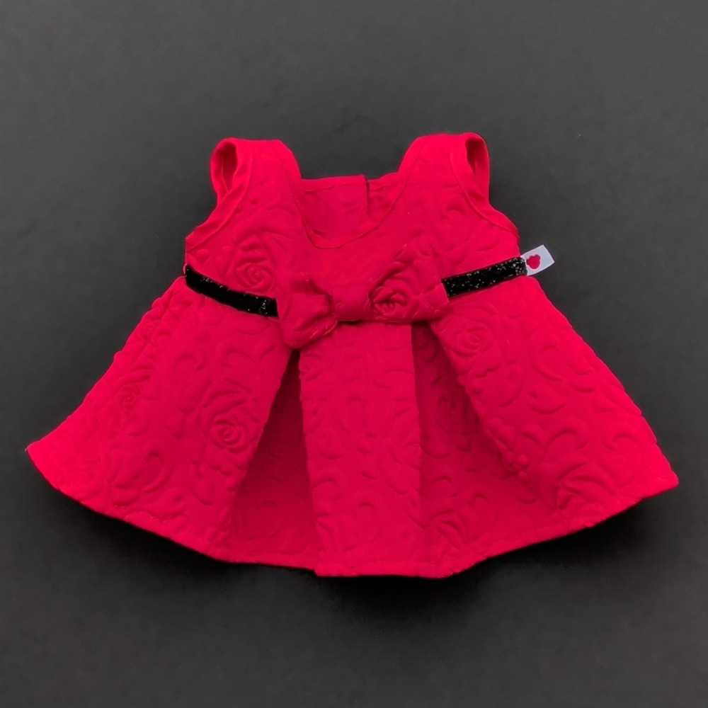Build A Bear Red Textured Roses Dress Black Belt BABW 2017